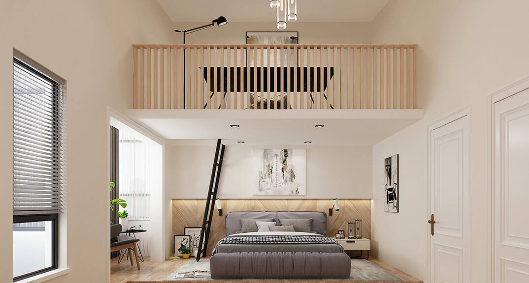 金茂墅180㎡別墅臥室現(xiàn)代風格裝修效果圖